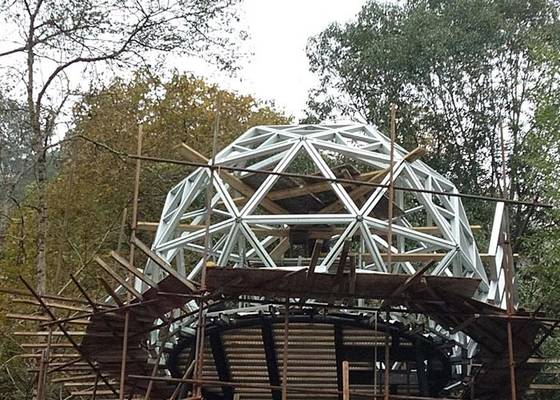 Struktur Baja Pengukur Ringan Dome Rumah Prefab Garden Studio Rumah Pohon