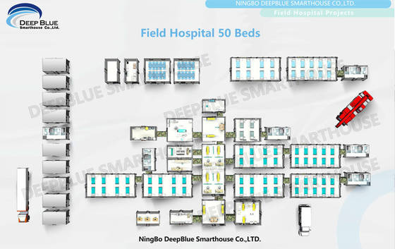 Shelter Isolation Mobile Field Hospital Sistem Modular Lipat Warna Disesuaikan