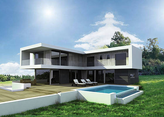 Rumah Villa Baja Ringan Prefabrikasi Mewah Dengan Cepat Untuk Dirakit Di Situs
