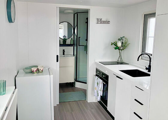 As/US Steel Frame Prefab Tiny House With Trailer On Wheels For Travel