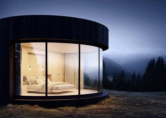Modular Baja Ringan Rumah Prefab Modern Bulat Rumah Prebuilt Dome Hotel Unit