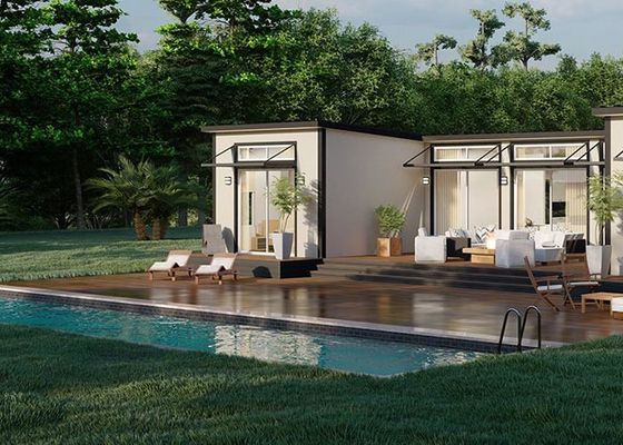 Rumah Prefab Bingkai Baja Ringan Unit Studio Granny Flat Kit Rumah Bergerak Dengan 3 kamar tidur 2 kamar mandi