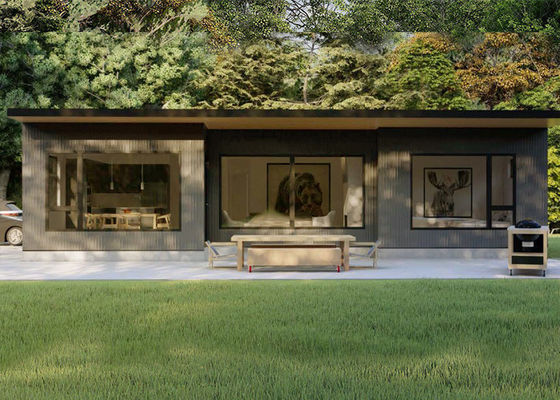 Villa & Kantor Modular Prefab Mewah Standar ASTM, Rumah Bungalow Residensial Modern Kit Rangka Baja Ringan
