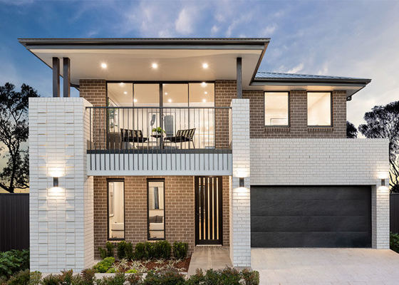 CE/NZ Standar 2 Lantai Rumah mewah Prefab Rangka Baja Rumah keluarga tunggal