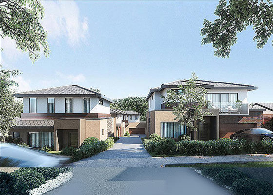 Australia Standar Kerangka Baja Ringan Bangunan Apartemen Prefab Bangunan Modular Kontemporer Prefab