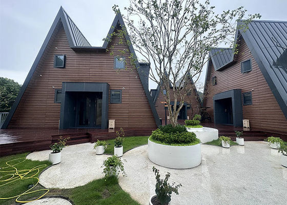 Rumah A-Frame Prefabrikasi Dengan Kit Rumah Manufaktur Rangka Baja Ringan Untuk Berkemah