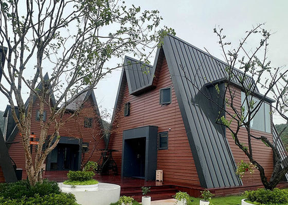Kit Rumah Prefabrikasi A-Frame Dengan Rangka Baja Ringan Rumah Modular Untuk Liburan Dan Berkemah