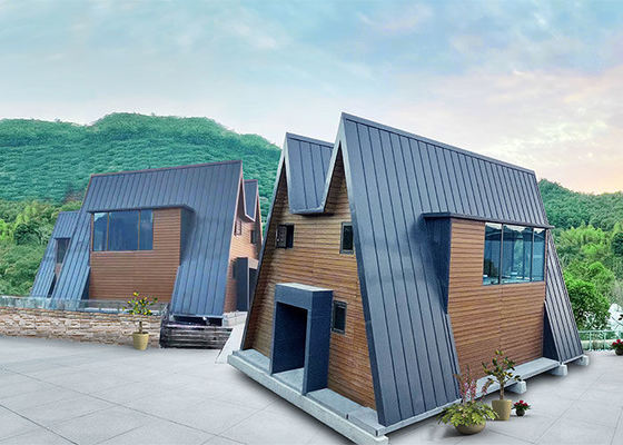 Prefab Steel Modular Home Wooden Bungalow With Light Steel Frame A House  For Holiday