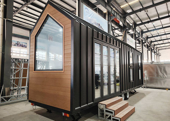 US/AS Rumah Prefab Modular Rumah Kecil Di Treler Dengan Kerangka Baja Ringan