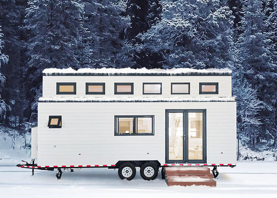Modern Rumah Kecil Di Roda Dengan Panel Surya Prefab 2 Kamar Tidur Mobil Rumah
