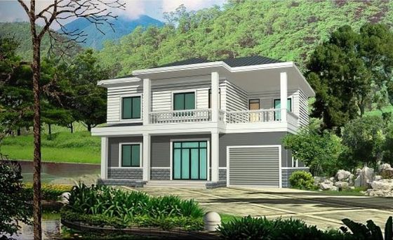 Rumah Modular Baja Ringan Rumah Prefab Ramping Konstruksi 4 Kamar Tidur Panel Rumah Kit