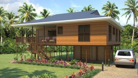 Bangunan Kayu Prefab Rancang Cepat Kerangka Baja Ringan Banglo Pantai Dengan Fiksi