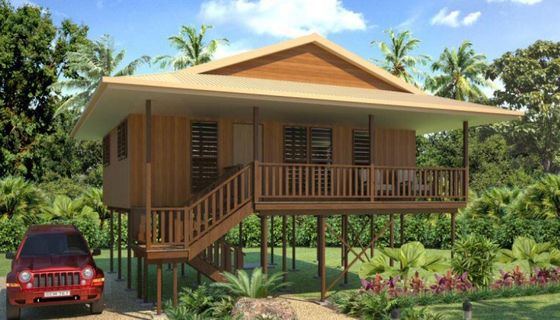 Hot-Sale Prefab Struktur Baja Ringan Liburan Thailand Rumah Kayu Bungalow Dengan 3 Kamar Tidur