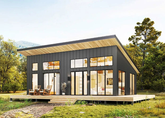 NS/AS Rumah Pantai Prefab Bungalow Kayu Prefab Living Complete Dengan 3 Kamar Tidur