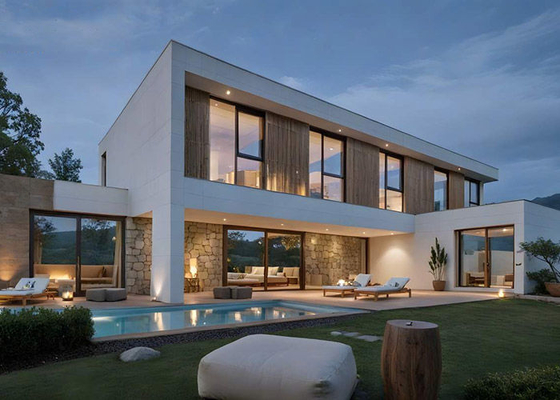 AS / AS Steel Frame House Kits And Plans Rumah Prefab Rumah Modular Baja