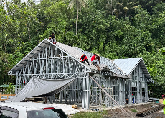Rumah Prefab Mewah Rangka Baja Ringan Modular Rumah Keluarga Tunggal Standar Amerika
