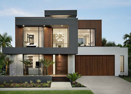 Rumah Villa Mewah 2 Lantai Sistem Panel Prefabrikasi Dibangun Dengan Rangka Baja Ringan