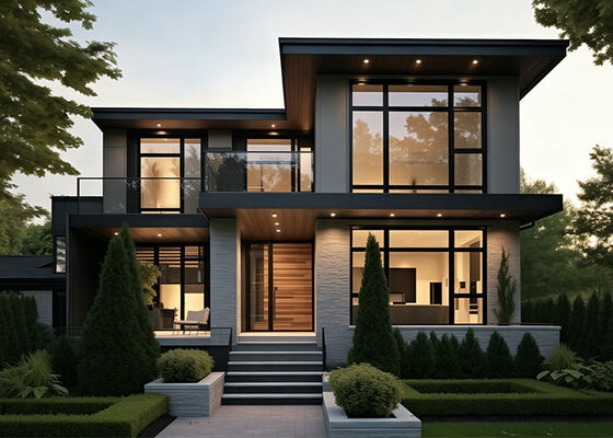 Rumah Prefabrikasi Rumah Mewah Dengan Kit Rumah Baja Ringan AS/AS