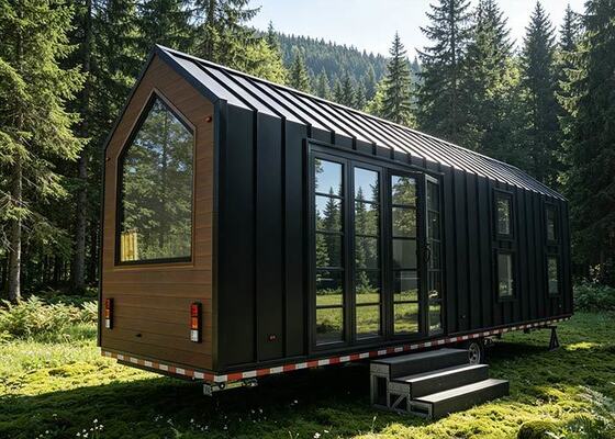 Rumah Kontainer Prefab Mewah di Atas Roda| Kabin A-Frame Modern Siap Kirim untuk Hunian Ringkas