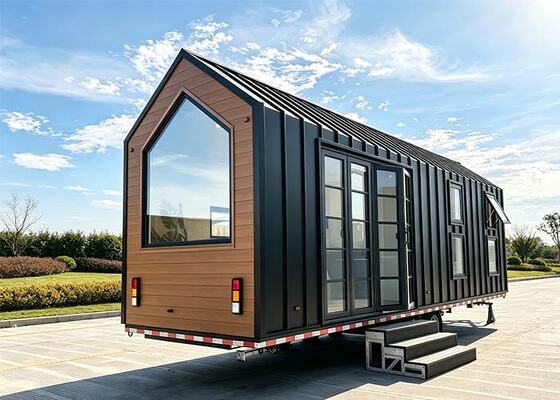 Rumah Mobil Rangka Baja Ringan Prefab Ringan Untuk Dijual ♪ Siap Untuk Pengiriman Kabin A-Frame Mewah