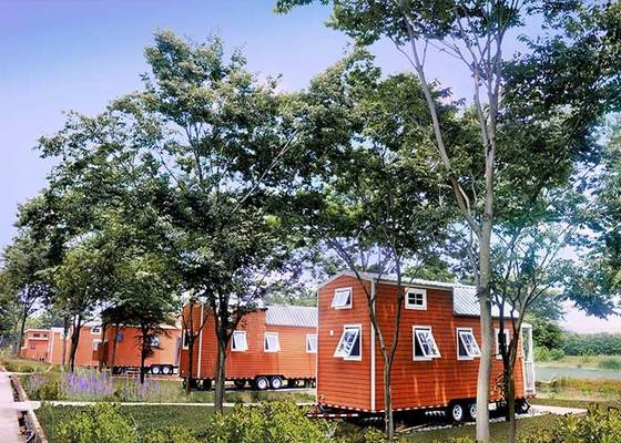 EU Standard Pre-Made Prefabricated Light Steel Structure Tiny House On Wheels With Trailer