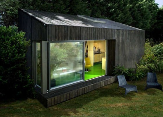 Prefab Rangka Baja Ringan Rumah Prefabrikasi Mewah Taman Studio Rumah Standar ISO