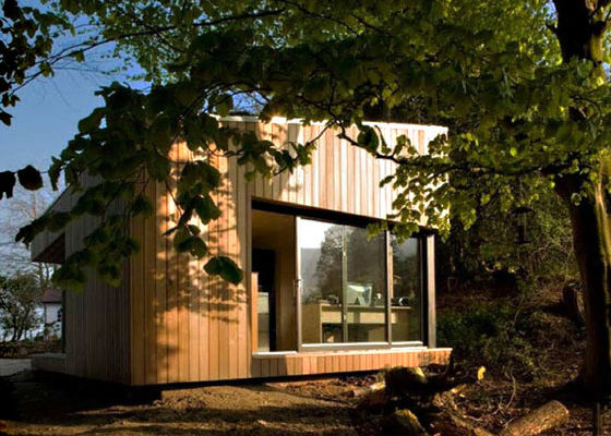 Struktur Baja Gauge Ringan Studio Taman Prefab dan Ruang Penyimpanan: Bungalow Kayu Prefabrikasi