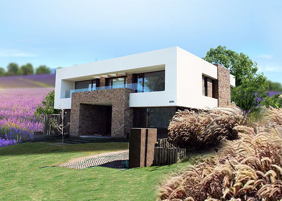 Rumah Modular Modern. Rumah Prefab Rangka Baja Ringan Dengan Jendela Besar