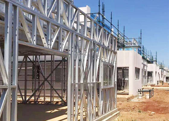 Harga terjangkau Rumah Prefab Villa Rumah Kerangka Baja Ringan Dengan Jendela Geser PVC