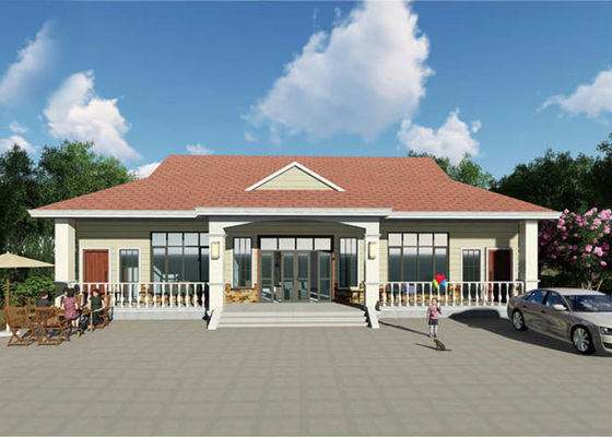 Aus Rumah Keluarga Tunggal Dengan Garasi Baja Ringan Prefab Rumah Modular Kit Villa Dengan Standar CE