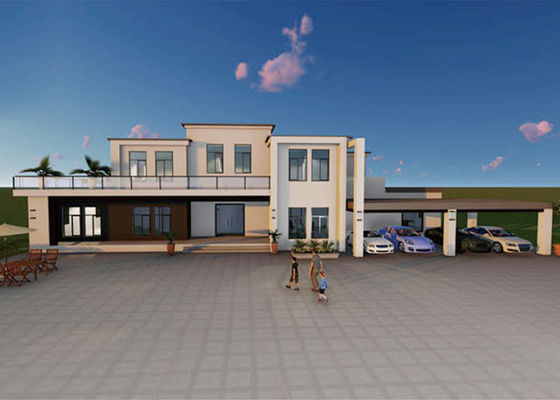 Teras Taman Rumah Pabrikan Hijau Dek Ganda Rumah Rangka Baja Ringan Rumah Pabrikan Terpisah