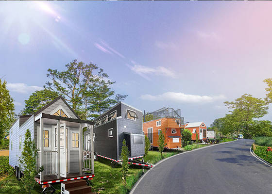 Trailer Perjalanan Berkemah Terintegrasi Rumah Mungil Prefabrikasi Rumah Rangka Baja Ringan Prefab