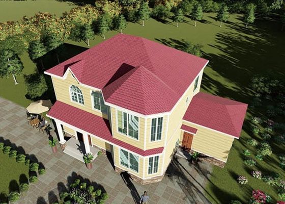 ALC Panel Daur Ulang Rumah Prefab Hijau Disesuaikan Lampu Gauge Baja Prefab Villa