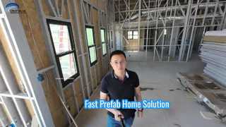 Rumah rangka baja ringan prefab AS, rumah keluarga tunggal