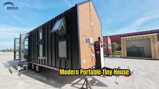 Lihat Kit Rumah Kecil Prefab Rumah Modular AS/AS Dengan Trailer Untuk Demo Berkemah/Resor